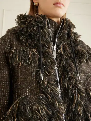 Sacai Wool-blend Frayed Tweed Zip-up Jacket | Thumbnail 5 Sacai Wool-blend Frayed Tweed Zip-up Jacket | Thumbnail 5