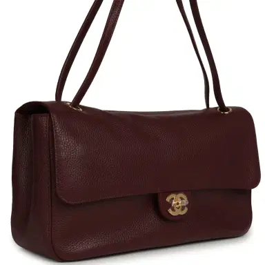 Chanel Chanel Maxi "Souplissimo" Small Flap Bag Burgundy Grained Calfskin Gold Hardware | Thumbnail 2