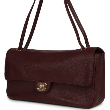 Chanel Chanel Maxi "Souplissimo" Small Flap Bag Burgundy Grained Calfskin Gold Hardware | Thumbnail 5