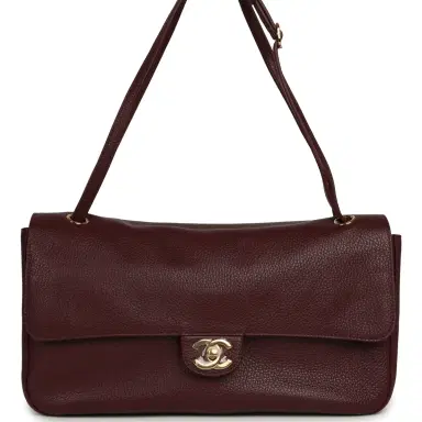 Chanel Chanel Maxi "Souplissimo" Small Flap Bag Burgundy Grained Calfskin Gold Hardware | Thumbnail 1