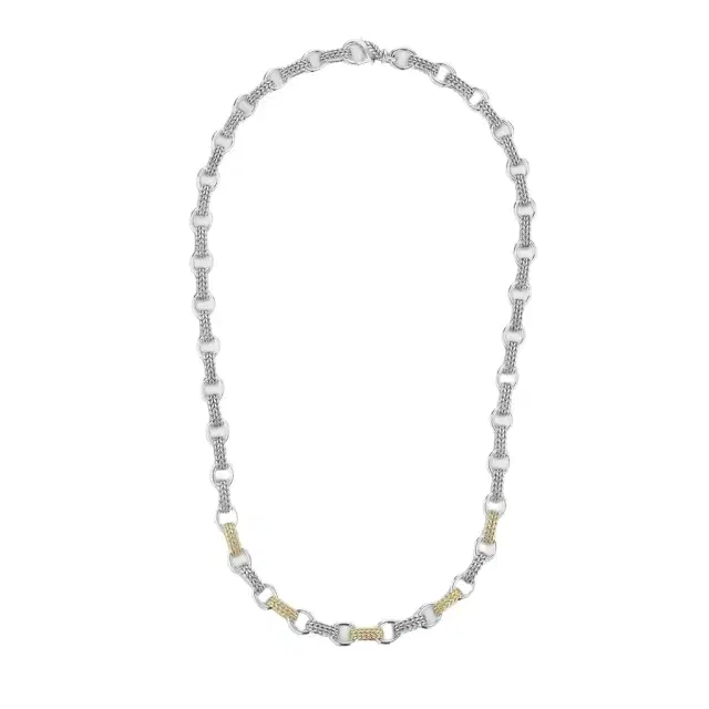 JAI JAI Sterling Silver & 14K Yellow Gold Textured Men's Link Necklace JJH3040MNG - by The Solist