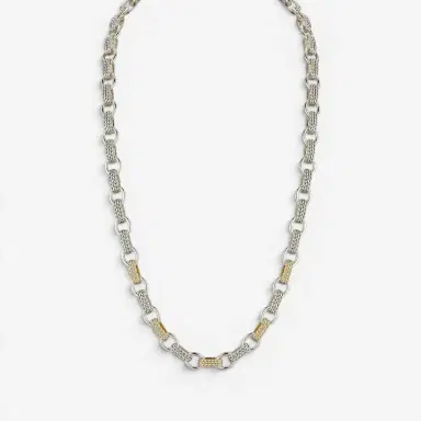 JAI JAI Sterling Silver & 14K Yellow Gold Textured Men's Link Necklace JJH3040MNG - by The Solist | Thumbnail 2