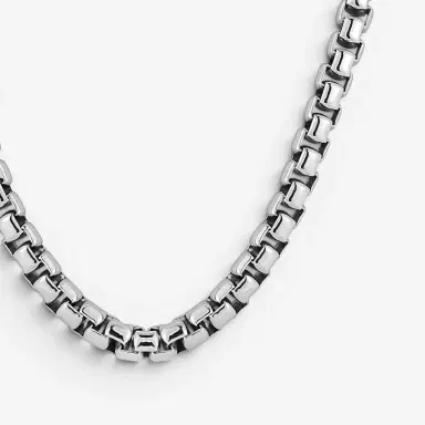 JAI JAI Sterling Silver Box Chain Men's Necklace by The Solist | Thumbnail 3