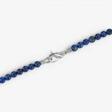 JAI JAI Sterling Silver Lapis Lazuli Textured Station Bead Men's Necklace by The Solist | Thumbnail 3
