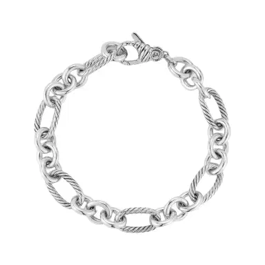 JAI JAI Sterling Silver Oval Link Men's Bracelet JJH3051MB - L by The Solist | Thumbnail 1