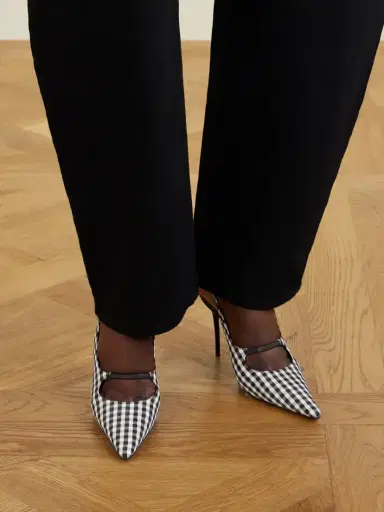 Alaïa 90 Checked Leather-trimmed Canvas Slingback Pumps | Thumbnail 2