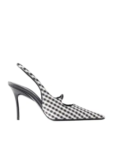 Alaïa 90 Checked Leather-trimmed Canvas Slingback Pumps | Thumbnail 1