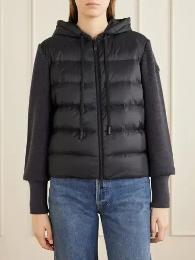 Moncler Ribbed Wool And Quilted Shell Down Cardigan | Thumbnail 3