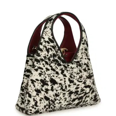 Chanel Chanel Small Chic Lady "Dalmatian Print" Shopping Bag Black, White Pony Hair Gold Hardware | Thumbnail 2