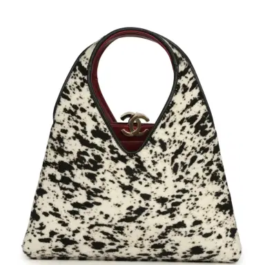 Chanel Chanel Small Chic Lady "Dalmatian Print" Shopping Bag Black, White Pony Hair Gold Hardware | Thumbnail 4