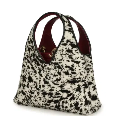 Chanel Chanel Small Chic Lady "Dalmatian Print" Shopping Bag Black, White Pony Hair Gold Hardware | Thumbnail 5