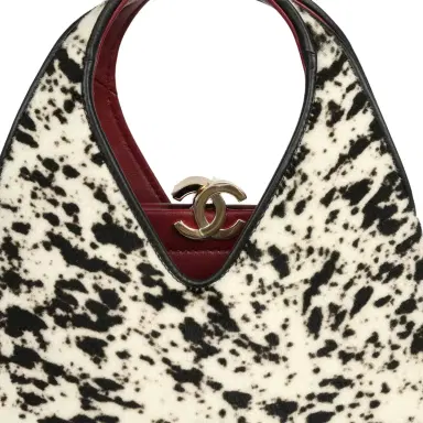 Chanel Chanel Small Chic Lady "Dalmatian Print" Shopping Bag Black, White Pony Hair Gold Hardware | Thumbnail 7