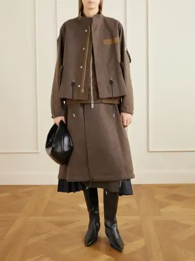 Sacai Shell-trimmed Wool-flannel Coat | Thumbnail 2 Sacai Shell-trimmed Wool-flannel Coat | Thumbnail 2