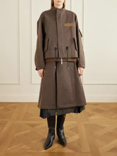 Sacai Shell-trimmed Wool-flannel Coat | Thumbnail 3 Sacai Shell-trimmed Wool-flannel Coat | Thumbnail 3