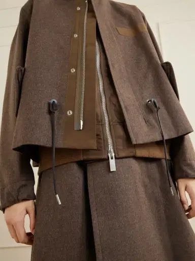 Sacai Shell-trimmed Wool-flannel Coat | Thumbnail 5 Sacai Shell-trimmed Wool-flannel Coat | Thumbnail 5