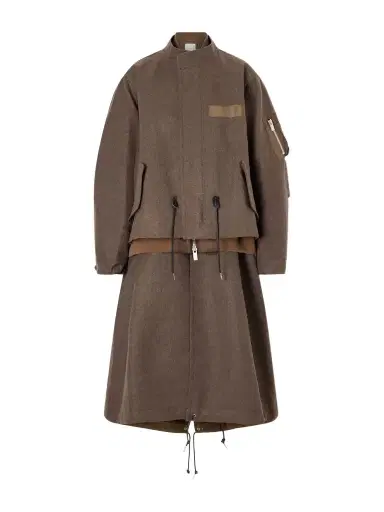 Sacai Shell-trimmed Wool-flannel Coat | Thumbnail 1 Sacai Shell-trimmed Wool-flannel Coat | Thumbnail 1