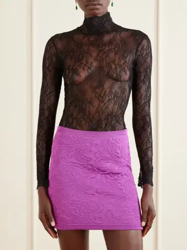 Valentino Garavani Scalloped Lace-jersey Bodysuit | Thumbnail 3 Valentino Garavani Scalloped Lace-jersey Bodysuit | Thumbnail 3