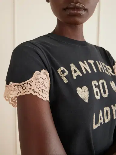 Valentino Garavani Cropped Printed Lace-trimmed Cotton-jersey T-shirt | Thumbnail 4 Valentino Garavani Cropped Printed Lace-trimmed Cotton-jersey T-shirt | Thumbnail 4