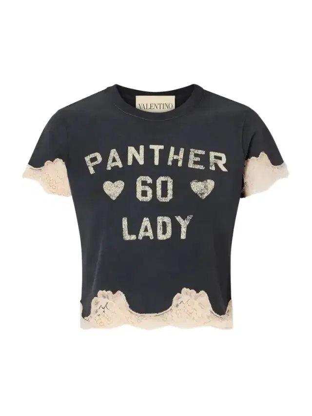 Valentino Garavani Cropped Printed Lace-trimmed Cotton-jersey T-shirt