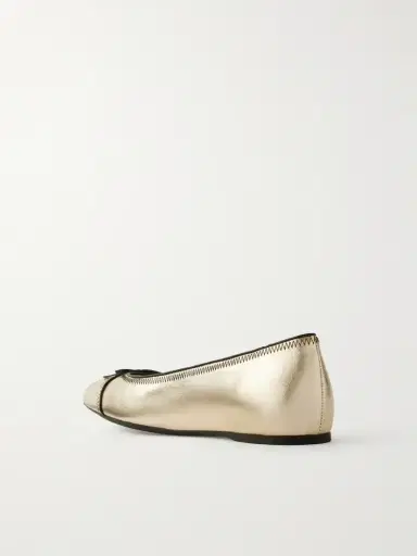 Valentino Garavani Vlogo Bow-embellished Metallic Leather Ballet Flats | Thumbnail 3 Valentino Garavani Vlogo Bow-embellished Metallic Leather Ballet Flats | Thumbnail 3