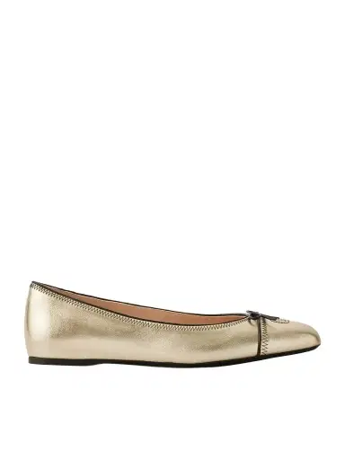 Valentino Garavani Vlogo Bow-embellished Metallic Leather Ballet Flats | Thumbnail 1 Valentino Garavani Vlogo Bow-embellished Metallic Leather Ballet Flats | Thumbnail 1