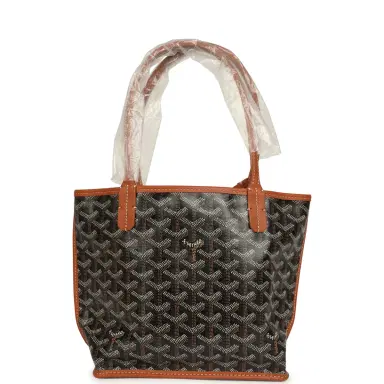 goyard Goyard Goyardine Black, Brown Anjou Mini Tote Palladium Hardware | Thumbnail 4