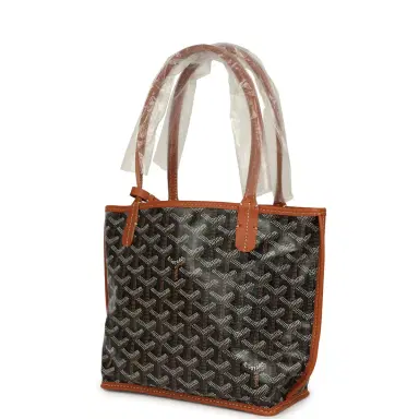 goyard Goyard Goyardine Black, Brown Anjou Mini Tote Palladium Hardware | Thumbnail 5