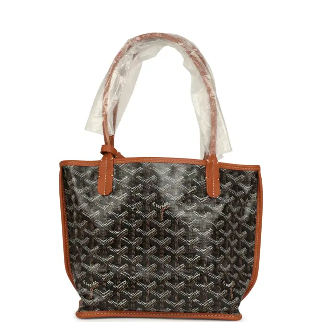 goyard Goyard Goyardine Black, Brown Anjou Mini Tote Palladium Hardware