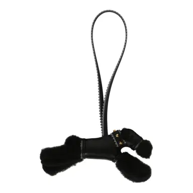 HERMÈS Hermes "Rock" Budy Apic Charm Black, Gris Pantin Milo Lambskin and Merino Wool Gold Hardware | Thumbnail 2