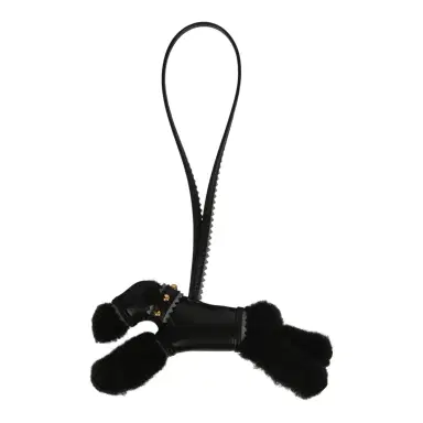 HERMÈS Hermes "Rock" Budy Apic Charm Black, Gris Pantin Milo Lambskin and Merino Wool Gold Hardware | Thumbnail 1
