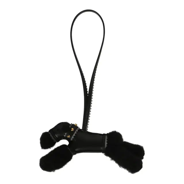 HERMÈS Hermes "Rock" Budy Apic Charm Black, Gris Pantin Milo Lambskin and Merino Wool Gold Hardware