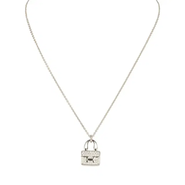 HERMÈS Hermes Amulettes Constance Pendant Necklace Diamonds 18K White Gold