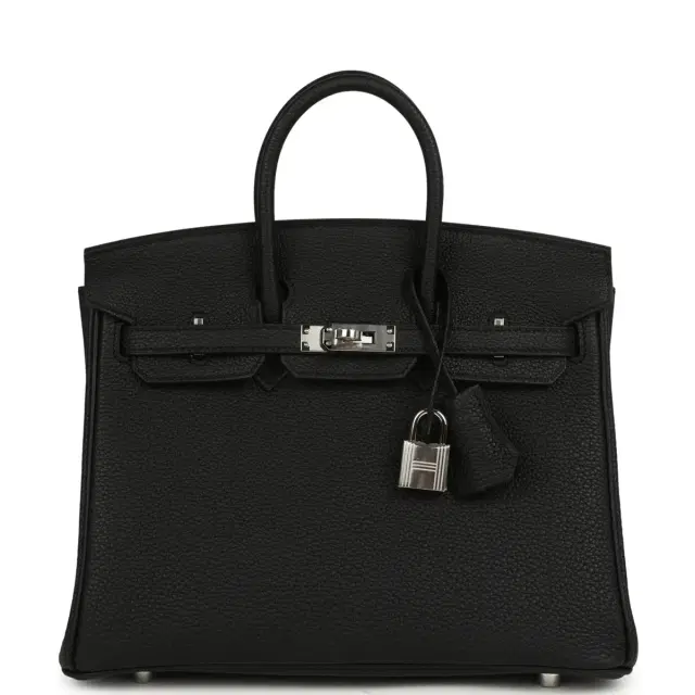HERMÈS Hermes Birkin 25 Black Togo Palladium Hardware
