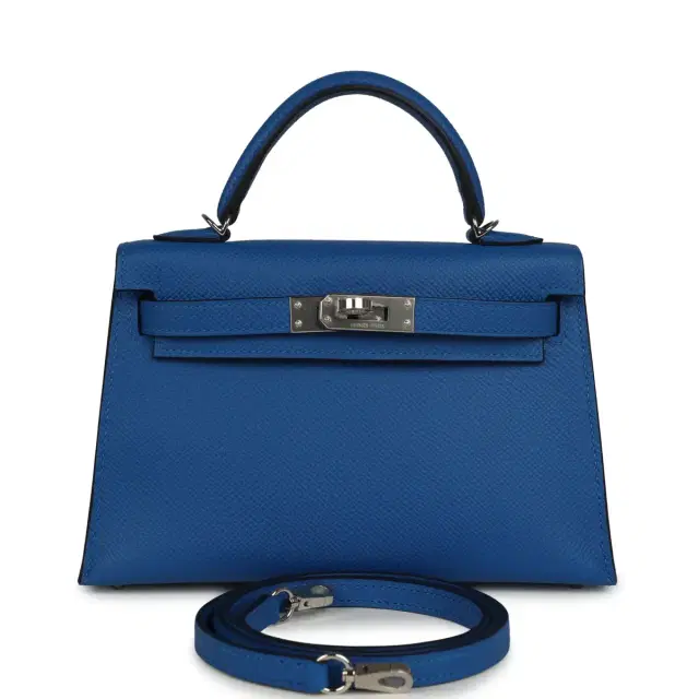 HERMÈS Hermes Kelly Sellier 20 Bleu Zellige Epsom Palladium Hardware