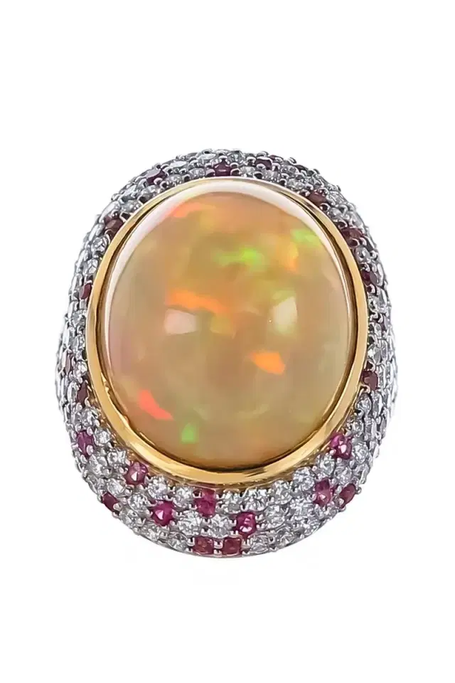 PARULINA Opal Diamond Pink Sapphire Ring