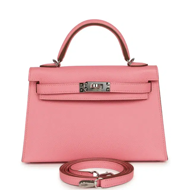 HERMÈS Hermes Kelly Sellier 20 Rose Confetti Epsom Palladium Hardware