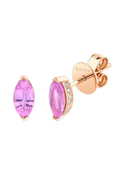 SHAY JEWELRY Pink Sapphire Diamond Marquise Stud Earrings | Thumbnail 1 SHAY JEWELRY Pink Sapphire Diamond Marquise Stud Earrings | Thumbnail 1