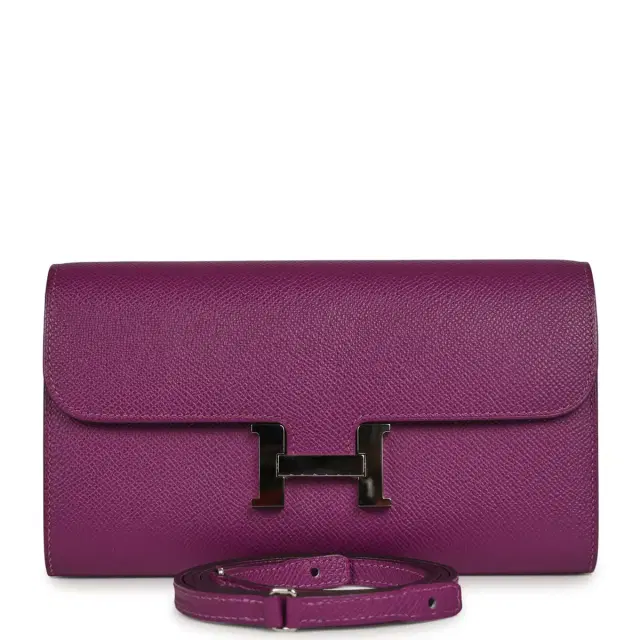 HERMÈS Pre-owned Hermes Constance Wallet To Go Anemone Epsom Palladium Hardware