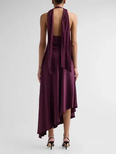 Simkhai Women's Monica Satin Midi Dress - Fig - Size 8 | Thumbnail 3