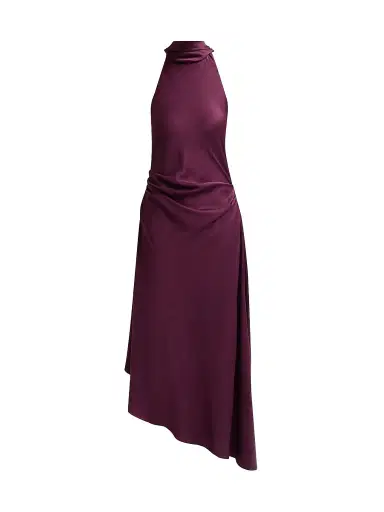 Simkhai Women's Monica Satin Midi Dress - Fig - Size 8 | Thumbnail 1