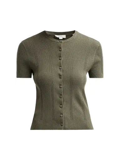 Vince Women's Rib-Knit Cotton Cardigan | Thumbnail 1 Vince Women's Rib-Knit Cotton Cardigan | Thumbnail 1