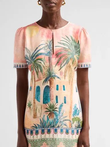 Johnny Was Women's Leela Jane Linen-Blend Printed Minidress - Sirena - Size XL | Thumbnail 5 Johnny Was Women's Leela Jane Linen-Blend Printed Minidress - Sirena - Size XL | Thumbnail 5