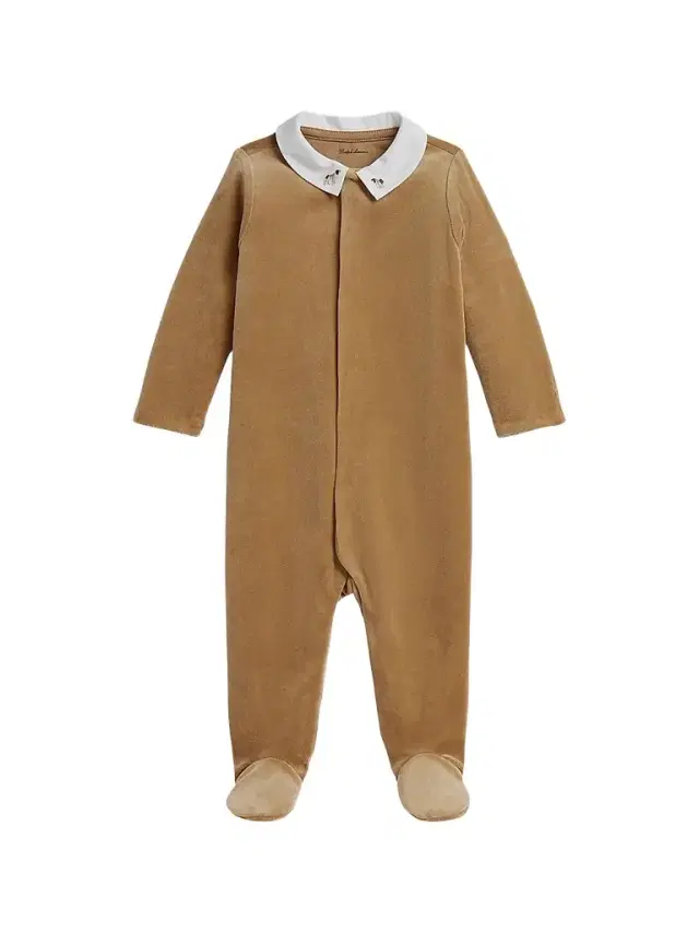 Polo Ralph Lauren Baby Boy's Dog Embroidered Velour Footie - Camel 9 Months