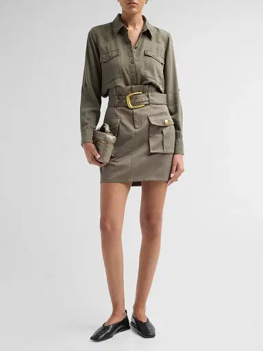L'Agence Women's Maelis Paperbag Cotton Mini Skirt | Thumbnail 2 L'Agence Women's Maelis Paperbag Cotton Mini Skirt | Thumbnail 2