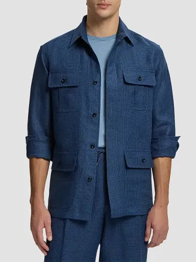 Ralph Lauren Purple Label Men's Glen Checked Cotton Sport Shirt - Racing Navy - Size XXL | Thumbnail 3