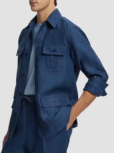 Ralph Lauren Purple Label Men's Glen Checked Cotton Sport Shirt - Racing Navy - Size XXL | Thumbnail 4