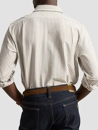 Polo Ralph Lauren Men's Classic-Fit Seersucker Oxford Shirt - Taupe White - Size XXL | Thumbnail 3