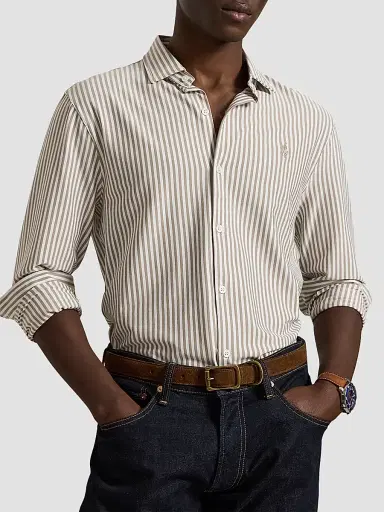 Polo Ralph Lauren Men's Classic-Fit Seersucker Oxford Shirt - Taupe White - Size XXL | Thumbnail 4