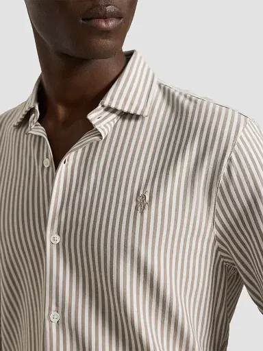 Polo Ralph Lauren Men's Classic-Fit Seersucker Oxford Shirt - Taupe White - Size XXL | Thumbnail 5