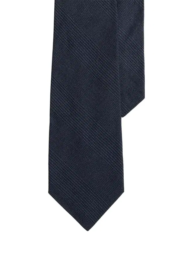 Ralph Lauren Purple Label Men's Silk-Linen Glen Checked Tie - Racing Navy